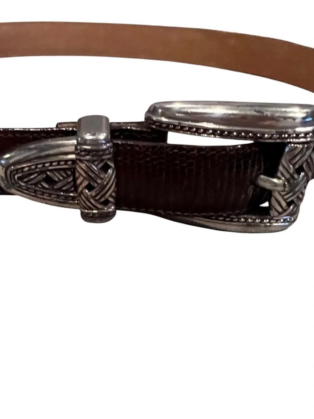 Brighton Belt , brown textured with silvertone hardware size small